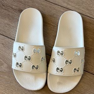 Gucci white slides
